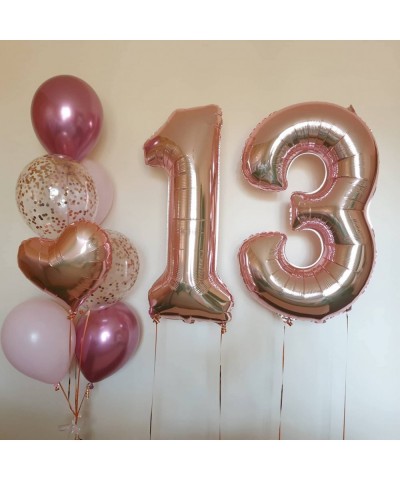 40 Inch Rose Gold 13 Number Balloons Giant Jumbo Huge 13 or 31 Foil Mylar Helium Number Digital Balloons Rose Gold Birthday M...