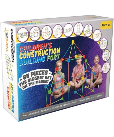 Shape28 Construction Fort Building Kit - 85 Pieces with Storage Bag - Multicolor Construction Fort Building Kit - 85 Pieces w...