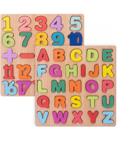 Wooden Toddler Puzzles 2 Packs Kids Educational Learning Toys Preschool Puzzles Letters Alphabet Number for 1 2 3 4 5 Year Ol...