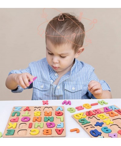 Wooden Toddler Puzzles 2 Packs Kids Educational Learning Toys Preschool Puzzles Letters Alphabet Number for 1 2 3 4 5 Year Ol...