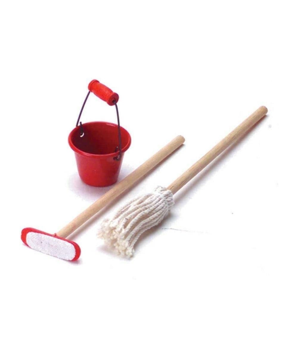 Dollhouse Bucket Mop & Broom Miniature Kitchen Cleaning Accessory $18.38 Dollhouse Accessories