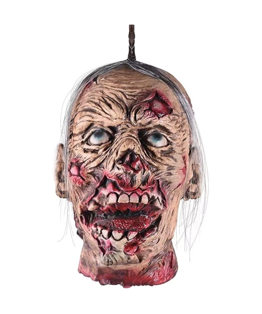 Creepy Hanging Decapitated Bloody Zombie Head Decoration Props Halloween Horror Ghost Head Decoration for Outdoor Yard Cemete...