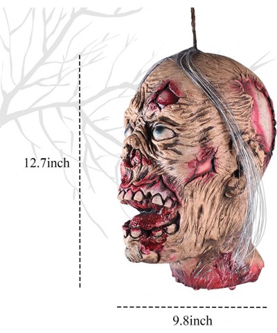 Creepy Hanging Decapitated Bloody Zombie Head Decoration Props Halloween Horror Ghost Head Decoration for Outdoor Yard Cemete...