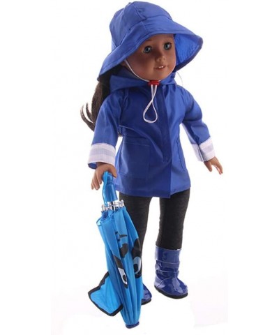 6PCS Raincoat Clothes Set with T-Shirt Pants Rain Boots Hat and Umbrella for Rainy Day for 18" Girl Dolls - (Blue) $31.64 Dol...