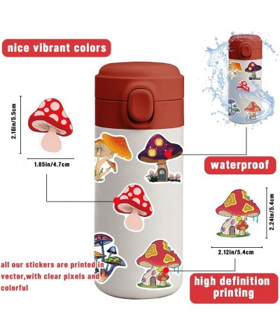 50PCS Mushroom Stickers Waterproof Vinyl Decals for Water Bottles Luggage Phone Skateboard Scrapbook Laptop Party Decoration ...