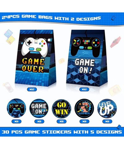 24 Pcs Game Gift Bag Video Game Party Supplies Gamer Party Favor Bags Gaming Theme Goodie Bags Candy Treat Bags with 30 Pcs S...