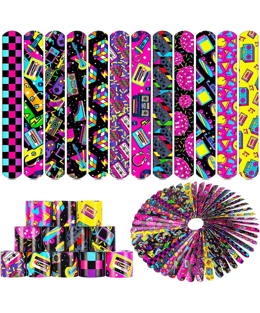 48PCS 80s 90s Party Favors Slap Bracelets Back to 80s 90s Throwback Theme Party Decorations Slap Bracelets Wristband For Kids...