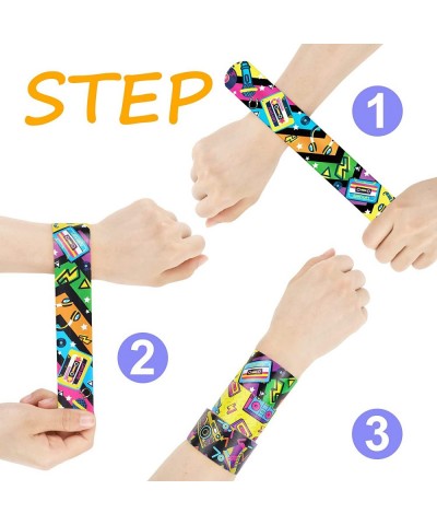 48PCS 80s 90s Party Favors Slap Bracelets Back to 80s 90s Throwback Theme Party Decorations Slap Bracelets Wristband For Kids...