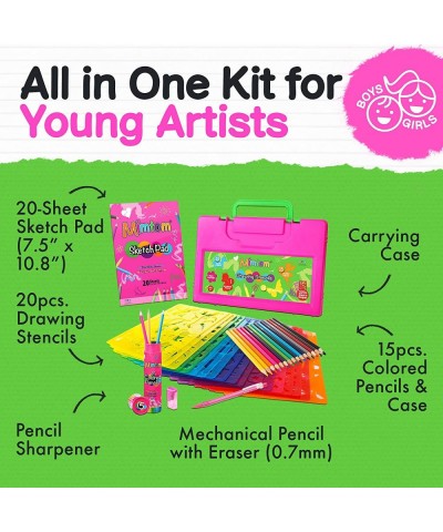 Drawing Stencil Kit for Kids 58 PC Art Set with 370+ Shapes Sketch Pad and Colored Pencils for DIY Arts and Crafts for Boys a...