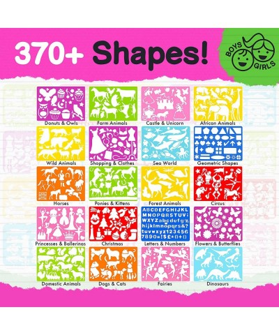 Drawing Stencil Kit for Kids 58 PC Art Set with 370+ Shapes Sketch Pad and Colored Pencils for DIY Arts and Crafts for Boys a...