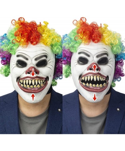 Clown Mask with Wig Moving Jaw Latex Full Head Scary Horror Mask Fancy Dress for Halloween Carnival Costume Party $21.23 Kids...