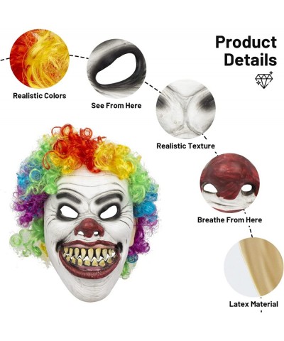 Clown Mask with Wig Moving Jaw Latex Full Head Scary Horror Mask Fancy Dress for Halloween Carnival Costume Party $21.23 Kids...