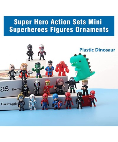 Superhero Action Figure Set + Mini Dinosaur Toy Plastic Ornaments Justice League Action Figures for Children Cake Decoration ...