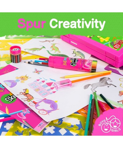 Drawing Stencil Kit for Kids 58 PC Art Set with 370+ Shapes Sketch Pad and Colored Pencils for DIY Arts and Crafts for Boys a...