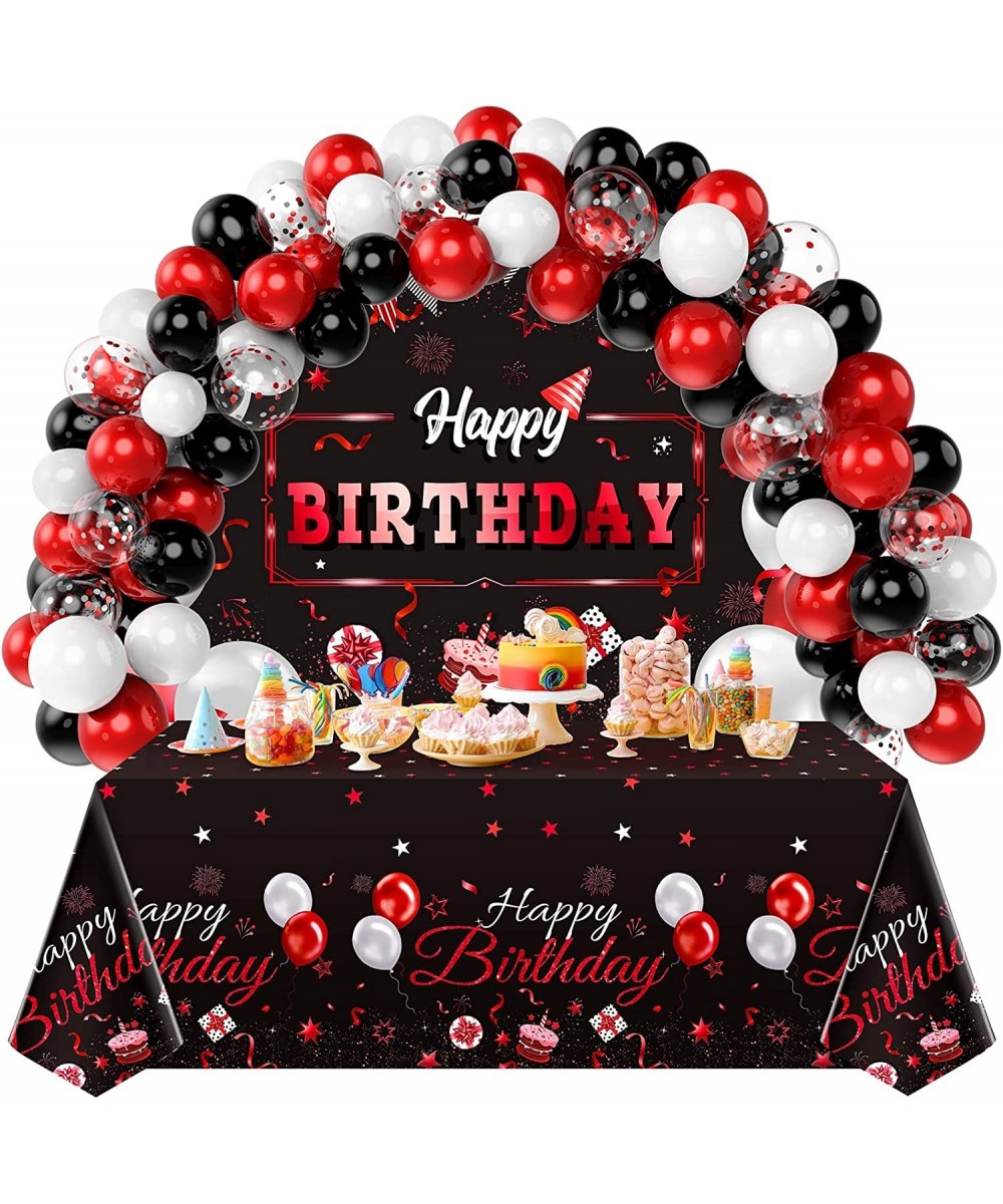 Black and Red Birthday Decorations Confetti Balloons Kit 57 Pieces Birthday Photography Backdrop Banner Tablecloths for Boys ...