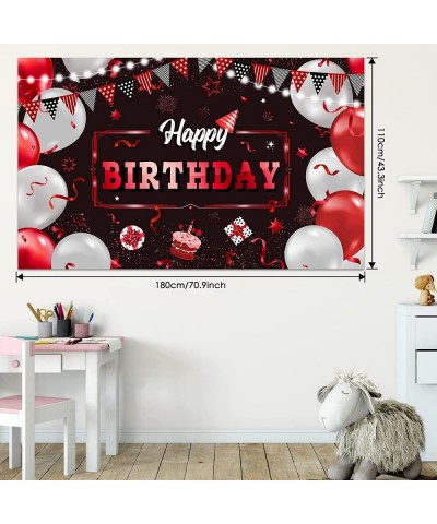 Black and Red Birthday Decorations Confetti Balloons Kit 57 Pieces Birthday Photography Backdrop Banner Tablecloths for Boys ...