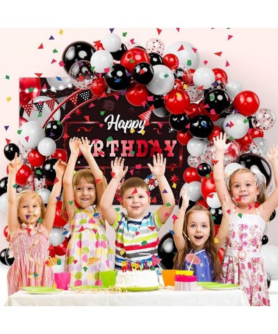 Black and Red Birthday Decorations Confetti Balloons Kit 57 Pieces Birthday Photography Backdrop Banner Tablecloths for Boys ...