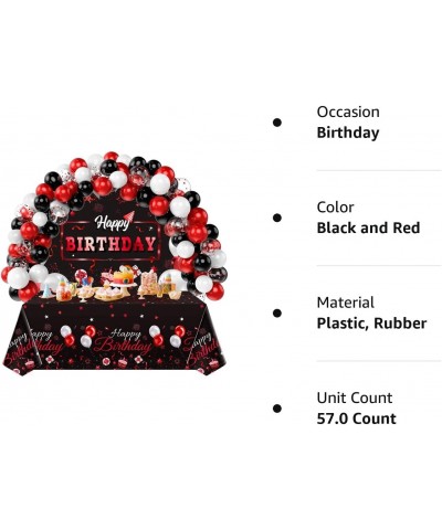 Black and Red Birthday Decorations Confetti Balloons Kit 57 Pieces Birthday Photography Backdrop Banner Tablecloths for Boys ...