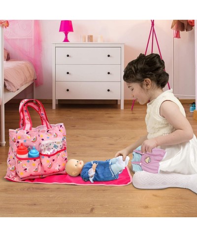 Baby Doll Diaper Bag with Accessories Doll Care Kit Changing Set Includes Feeding Bottles Diaper Baby Lotion Powder and Blank...