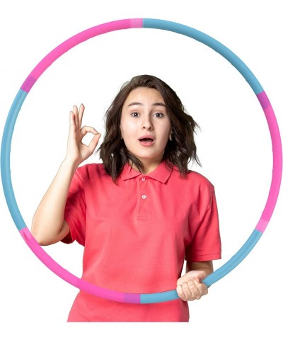 Hula Hoop for Kids - Detachable and Size Adjustable Hoola Hoop Pink & Blue (Pack of 1) - Fitness Hoola Hoops Kids Toy for Sma...