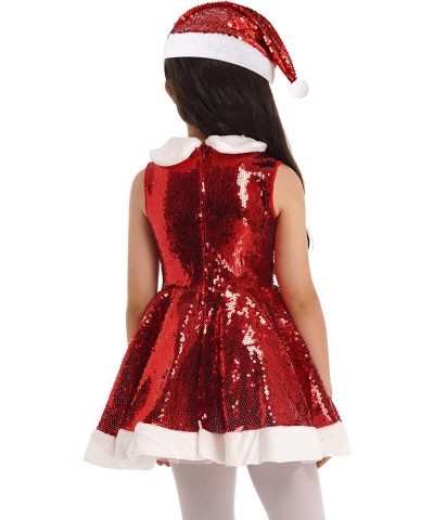 Kids Girls Christmas Costume Xmas Party Velvet Miss Claus Princess Tutu Dress with Santa Hat Outfits $30.98 Kids' Costumes