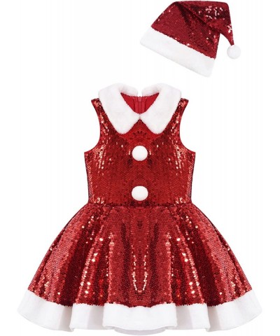 Kids Girls Christmas Costume Xmas Party Velvet Miss Claus Princess Tutu Dress with Santa Hat Outfits $30.98 Kids' Costumes