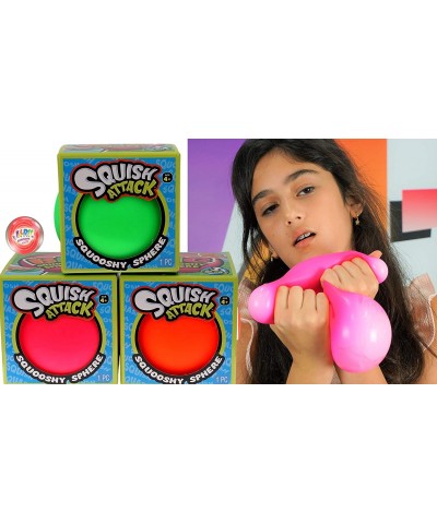 Squish Attack Giant Stress Balls (1 Ball Assorted Color) 4 Inch Jumbo Super Squishy Dough Balls for Kids & Adults. Large Stre...