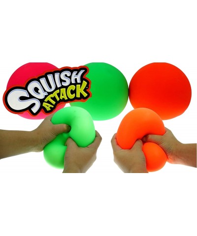 Squish Attack Giant Stress Balls (1 Ball Assorted Color) 4 Inch Jumbo Super Squishy Dough Balls for Kids & Adults. Large Stre...