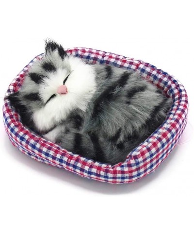 2Pcs Sleeping Cat in Pet Pad Doll Toy Mini Kitten in Pet Pad with Meows Sounds Decor for Office Desk Hand Toy Gift for Kids B...