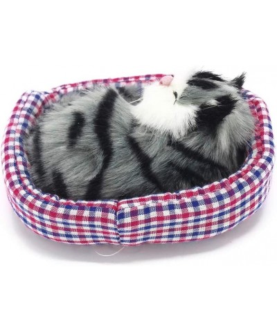 2Pcs Sleeping Cat in Pet Pad Doll Toy Mini Kitten in Pet Pad with Meows Sounds Decor for Office Desk Hand Toy Gift for Kids B...