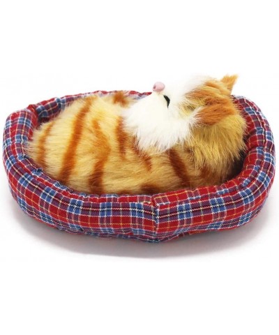 2Pcs Sleeping Cat in Pet Pad Doll Toy Mini Kitten in Pet Pad with Meows Sounds Decor for Office Desk Hand Toy Gift for Kids B...