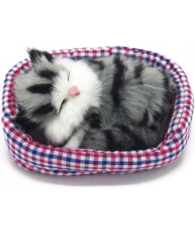 2Pcs Sleeping Cat in Pet Pad Doll Toy Mini Kitten in Pet Pad with Meows Sounds Decor for Office Desk Hand Toy Gift for Kids B...