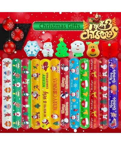 54Pc Kids Christmas Party Favors Slap Bracelets Rubber Wristbands Mochi Squishy Assorted Gifts for Kids Christmas Trick or Tr...