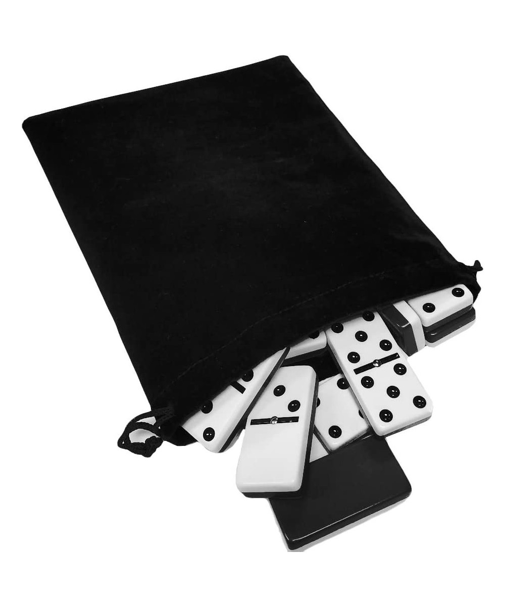 Domino Double Six 6 Two Tone Black and White Tiles Jumbo Tournament Professional Size with Spinners in Black Elegant Velvet B...