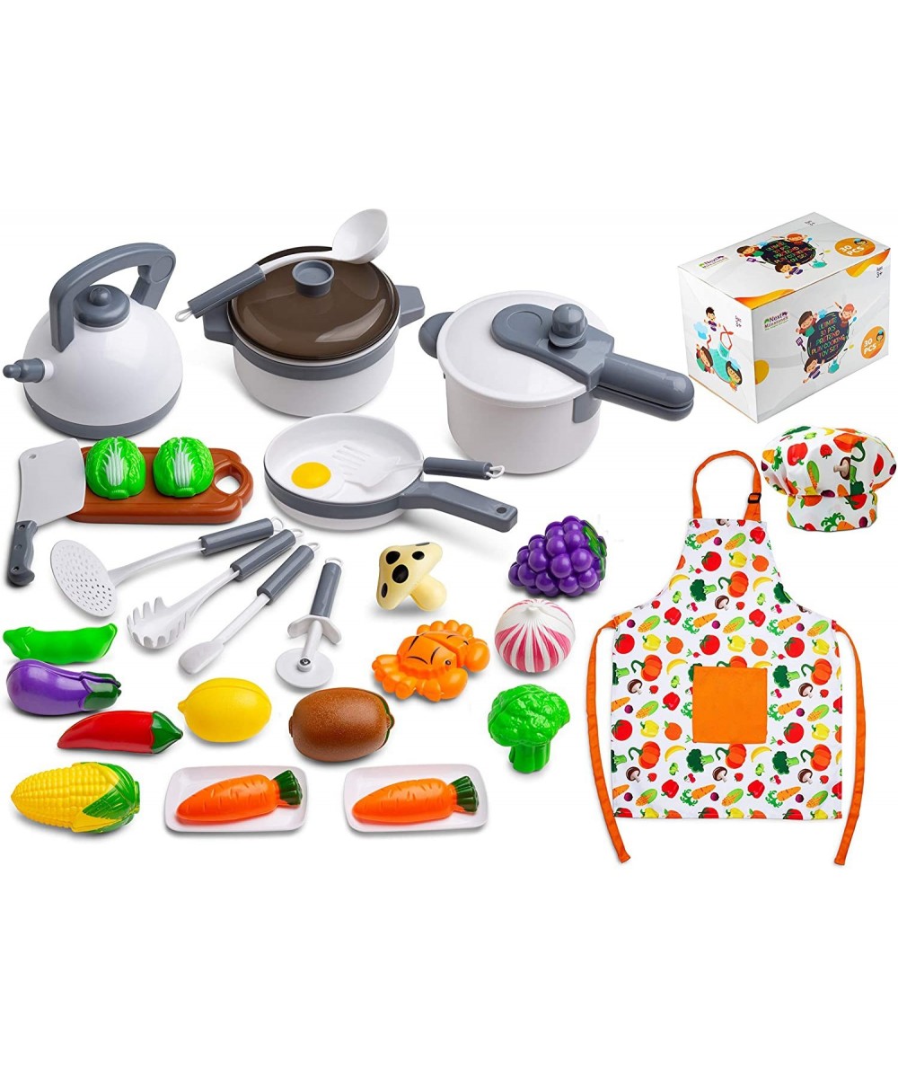 Kids Kitchen Playset - Cooking Toys Kit for Pretend Play - Apron Chef's Hat Cookware Utensils Pans Pots & Vegetables Included...