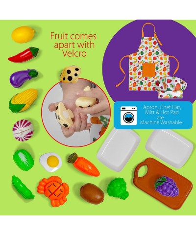 Kids Kitchen Playset - Cooking Toys Kit for Pretend Play - Apron Chef's Hat Cookware Utensils Pans Pots & Vegetables Included...