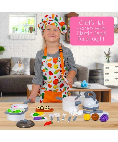 Kids Kitchen Playset - Cooking Toys Kit for Pretend Play - Apron Chef's Hat Cookware Utensils Pans Pots & Vegetables Included...