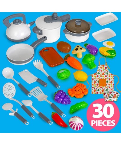 Kids Kitchen Playset - Cooking Toys Kit for Pretend Play - Apron Chef's Hat Cookware Utensils Pans Pots & Vegetables Included...