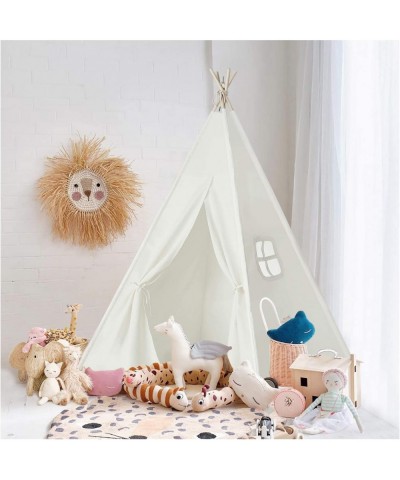 Kids Teepee Tent for Kids White Teepee Tent for Girls Boys Canvas Fabric Indoor Tent with Stabilizer Kids Play Teepee for Ind...