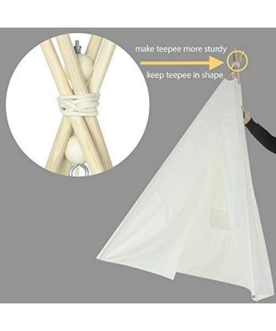 Kids Teepee Tent for Kids White Teepee Tent for Girls Boys Canvas Fabric Indoor Tent with Stabilizer Kids Play Teepee for Ind...