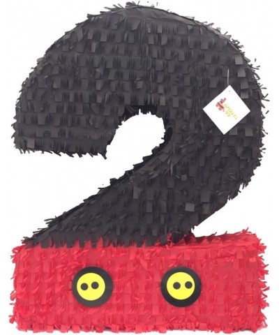 Large Black & Red Number Two Pinata 20" Tall Yellow Buttons Mouse Themed Birthday Party Supplies Decorations $63.85 Piñatas