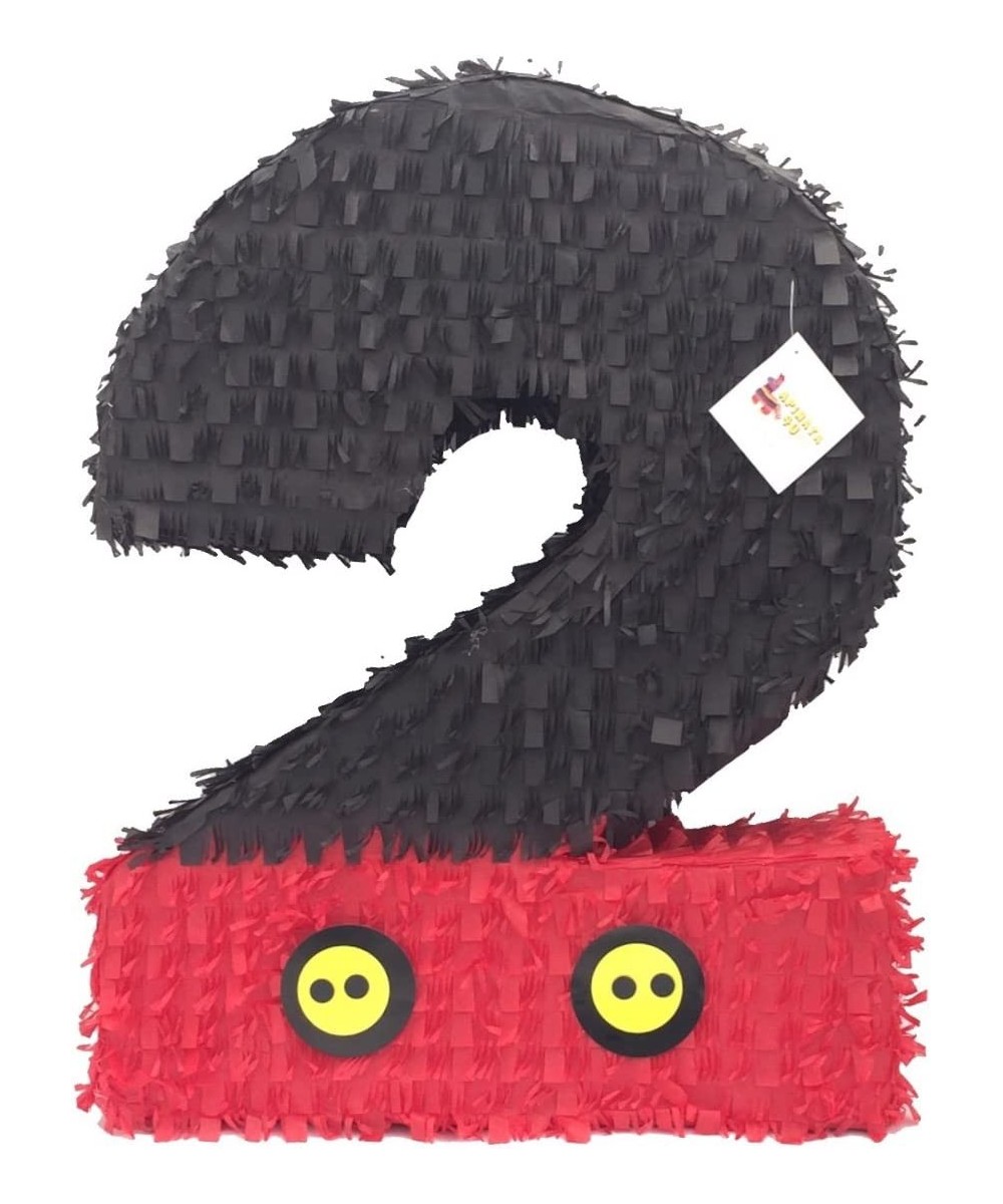 Large Black & Red Number Two Pinata 20" Tall Yellow Buttons Mouse Themed Birthday Party Supplies Decorations $63.85 Piñatas