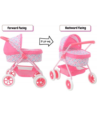 Baby Doll Stroller Reversible | Forward & Backward Facing Pram | Removable Bassinet & Bed | Retractable Canopy | Storage Bask...