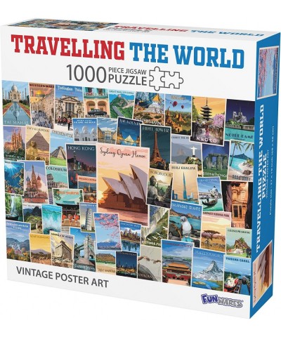 1000 Piece Jigsaw Puzzle Travelling The World Postcard Collage Puzzle $34.69 Jigsaw Puzzles