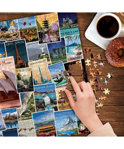 1000 Piece Jigsaw Puzzle Travelling The World Postcard Collage Puzzle $34.69 Jigsaw Puzzles