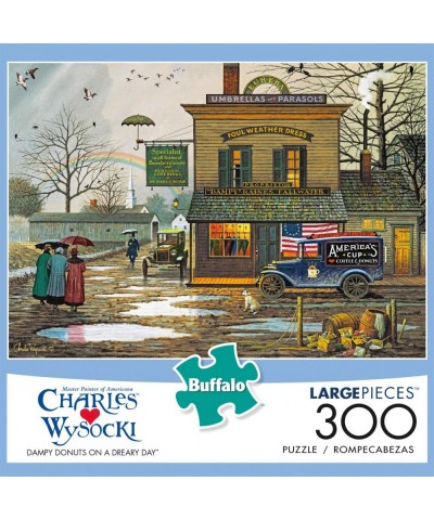 Charles Wysocki - Dampy Donuts on a Dreary Day - 300 Large Piece Jigsaw Puzzle $18.70 Jigsaw Puzzles