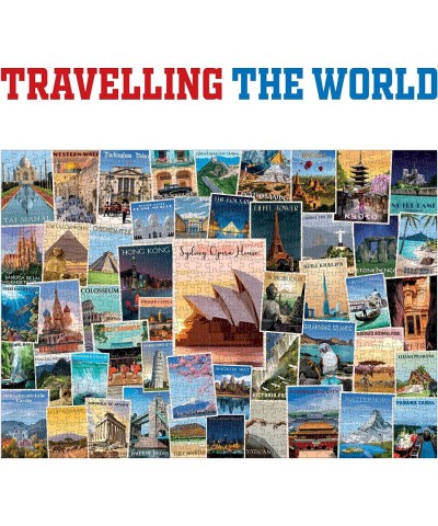 1000 Piece Jigsaw Puzzle Travelling The World Postcard Collage Puzzle $34.69 Jigsaw Puzzles