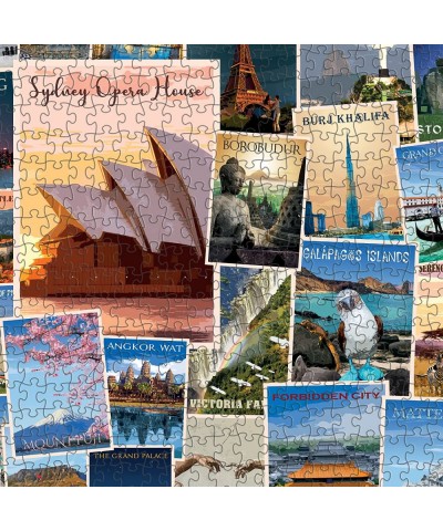 1000 Piece Jigsaw Puzzle Travelling The World Postcard Collage Puzzle $34.69 Jigsaw Puzzles