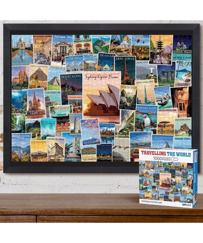 1000 Piece Jigsaw Puzzle Travelling The World Postcard Collage Puzzle $34.69 Jigsaw Puzzles