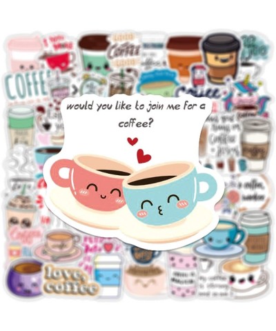 Coffee Stickers 50 PCS Cute Stickers for Laptop Vinyl Waterproof Stickers for Water Bottles Bumper Skateboard Coffee Cup Stic...